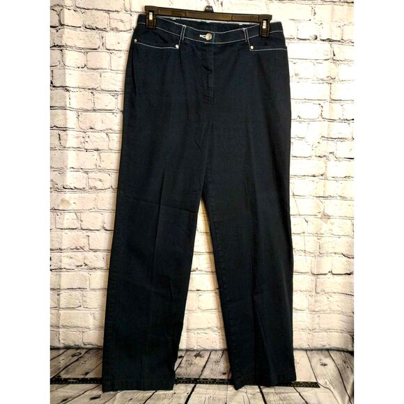 TanJay Women's Navy and White Stitching Chino Pants Size 12 - Picture 4 of 8